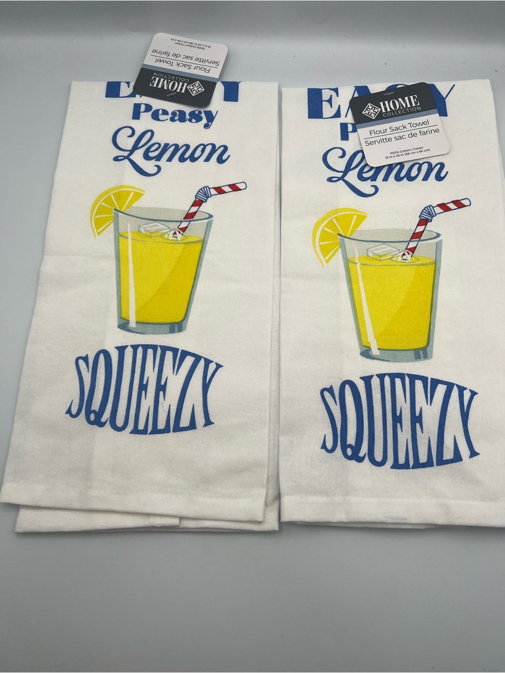 HOME Collection White Lemon Yellow Squeezy Flour Sack Towels (Set of 2)